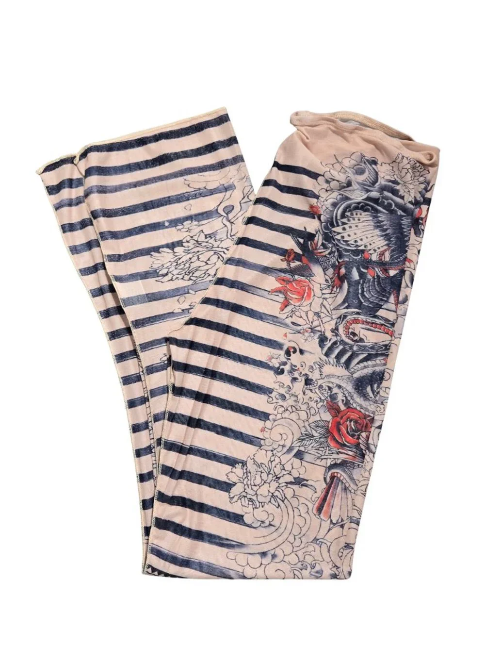 NWT | Sheer Tattoo Print Sleeveless Bodysuit & Striped Pants Set | XL - Picture 4 of 8